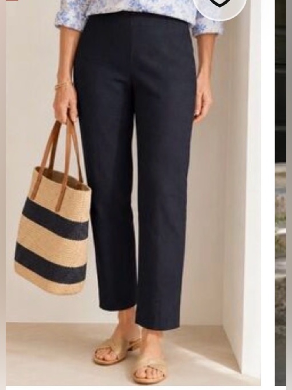 Perfect Talbots Irish Linen Black Trouser Pants 16 classic side zip